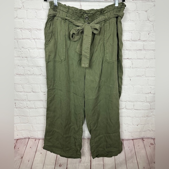 Torrid Pull On Wide Leg Tencel High Rise Paperbag Waist Pant Green Sz 12 GUC - Picture 1 of 6